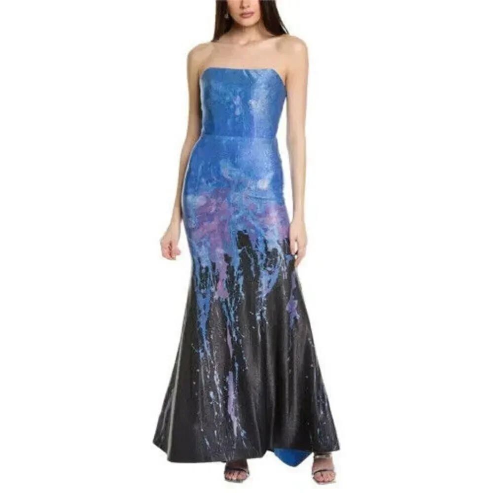 Rene Ruiz Collection Strapless Stretch Gown Art to Wear Fairycore Mermaid $995